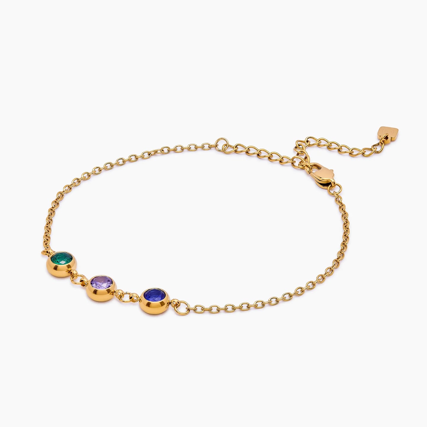 Pulsera Personalizada de Varias Piedras de Nacimiento con Baño de Oro de 18 quilates — Mujer