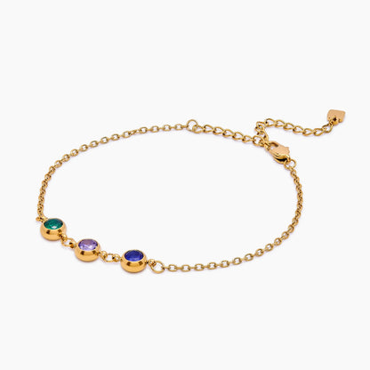 Pulsera Personalizada de Varias Piedras de Nacimiento con Baño de Oro de 18 quilates — Mujer