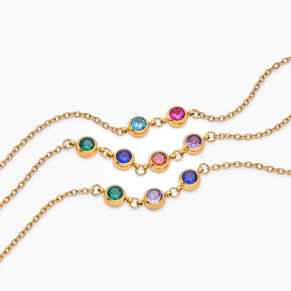 Pulsera Personalizada de Varias Piedras de Nacimiento con Baño de Oro de 18 quilates — Mujer