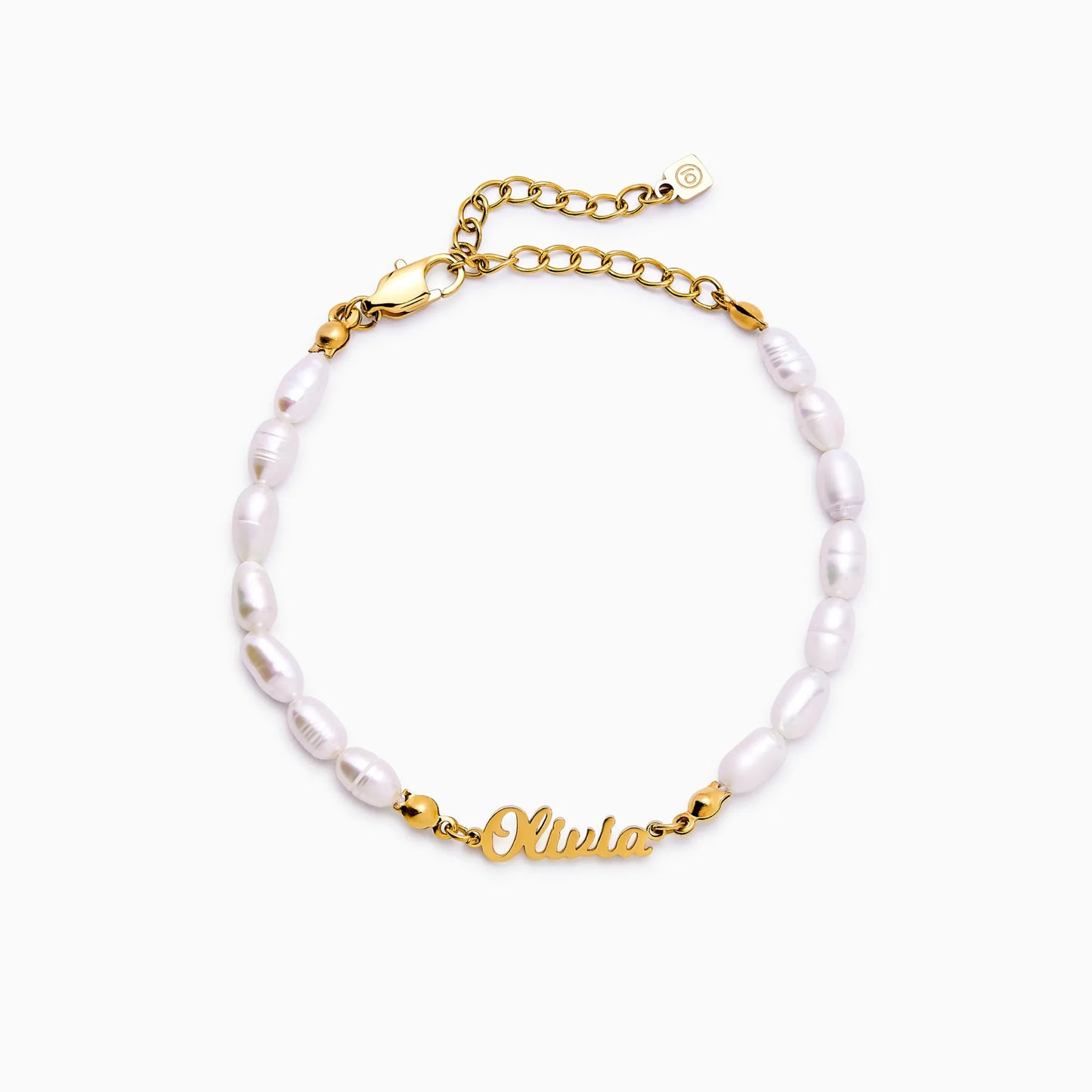 18K Gold Plated Freshwater Pearl Name Bracelet — Women