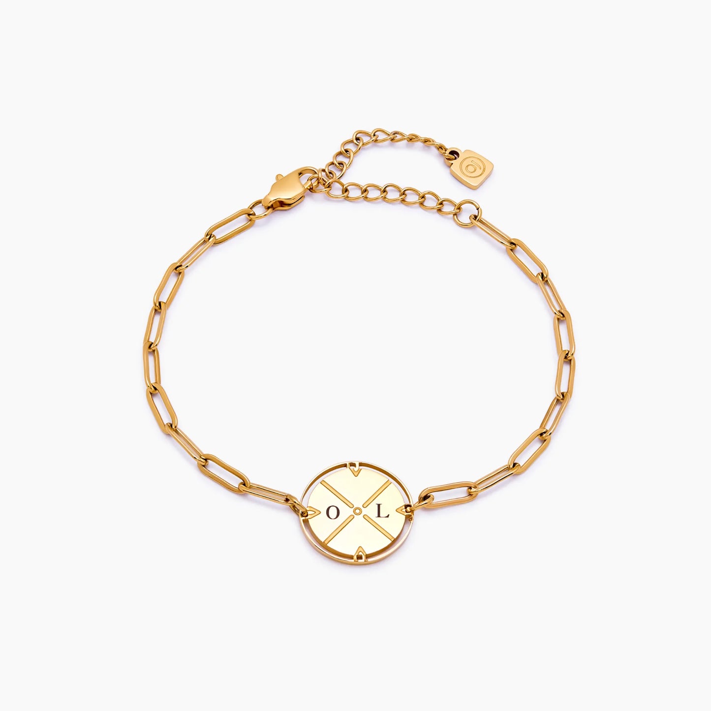 Engraved Compass Bracelet 18k Gold Plated — Women