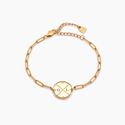 Engraved Compass Bracelet 18k Gold Plated — Women