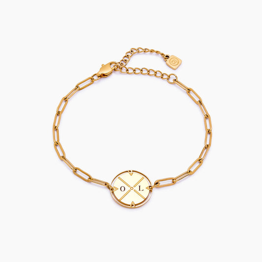 Engraved Compass Bracelet 18k Gold Plated — Women
