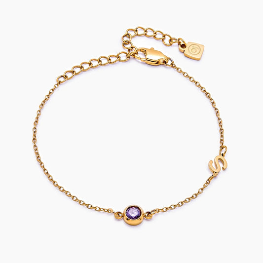 Pulsera con piedra natal engastada lateralmente