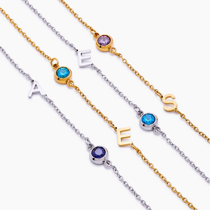 Pulsera con piedra natal engastada lateralmente