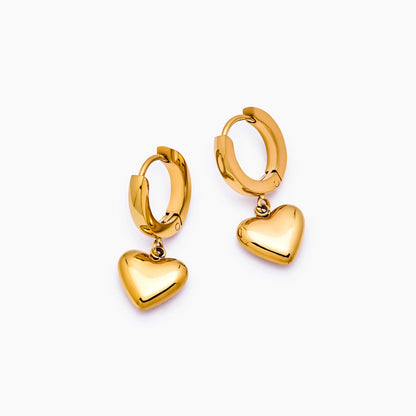 Pendientes Huggies con Corazón Hinchado