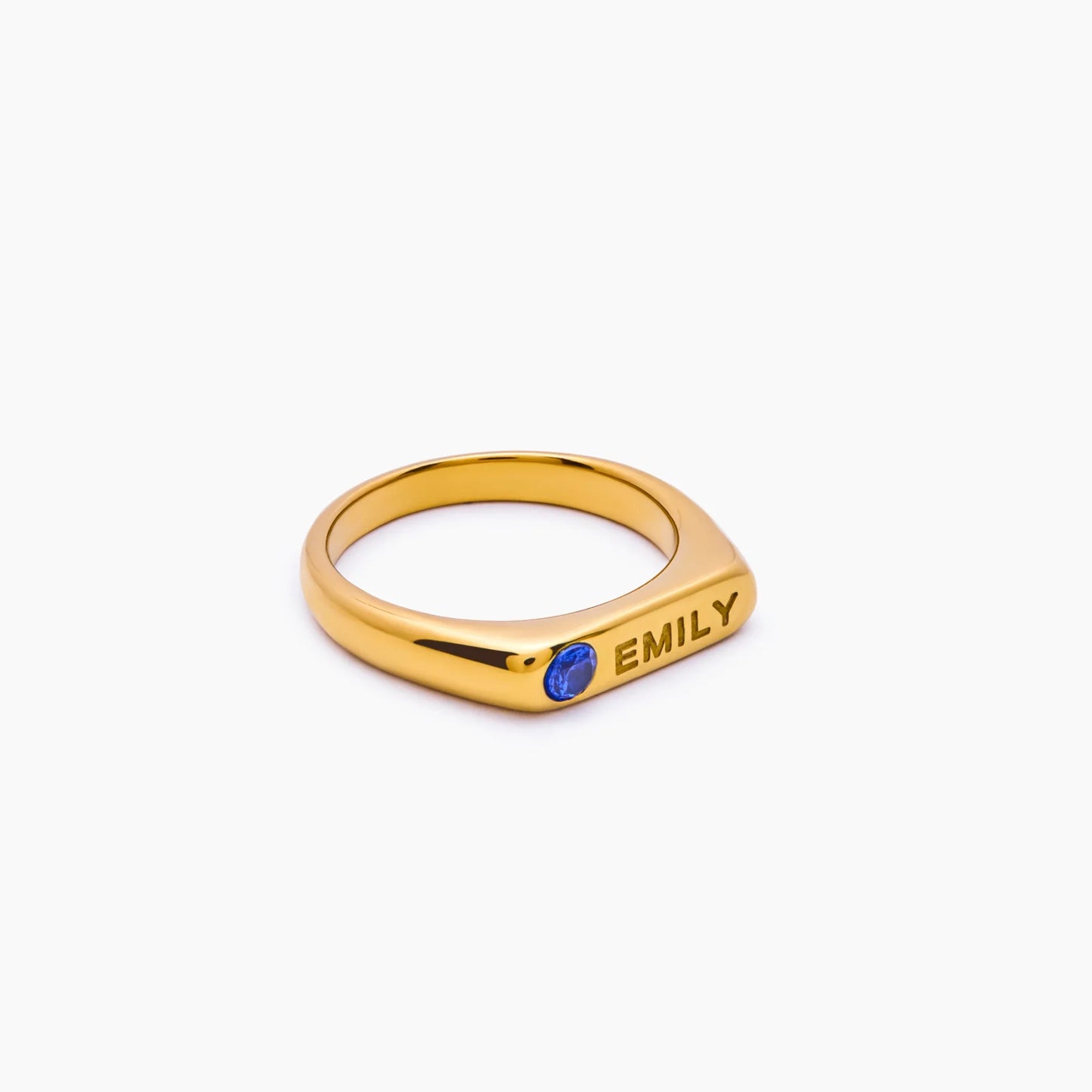 Anillo con nombre y piedra de nacimiento
