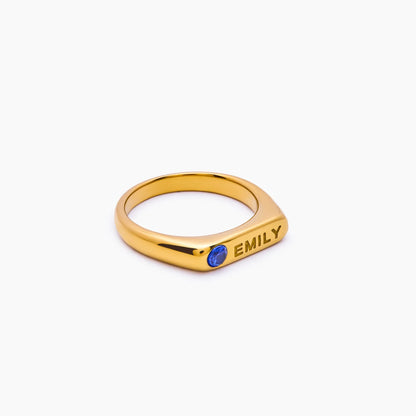 Anillo con nombre y piedra de nacimiento