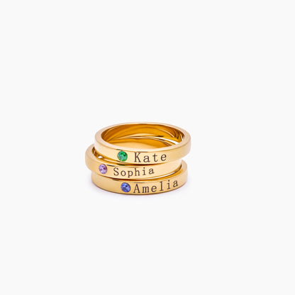 Bague empilable personnalisée pierre de naissance