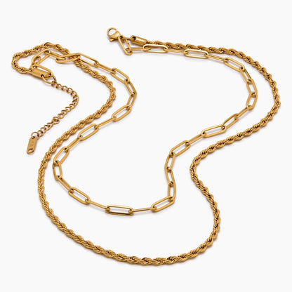 Collar de eslabones de cadena y cordón con capas