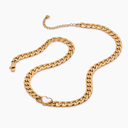 Collar con cadena de eslabones y corazón Ember