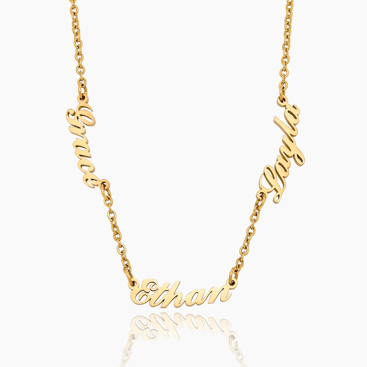 Collar con múltiples nombres chapado en oro de 18k — Mujer