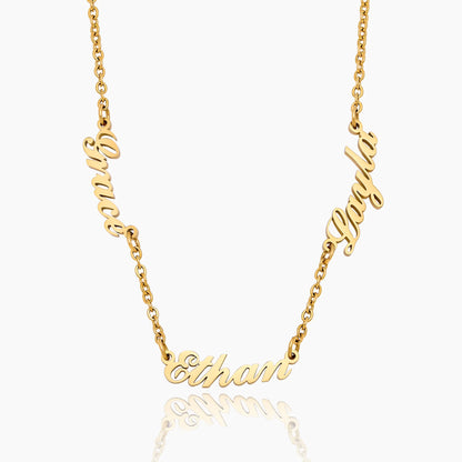 Collar con múltiples nombres chapado en oro de 18k — Mujer