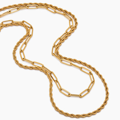 Collar de eslabones de cadena y cordón con capas