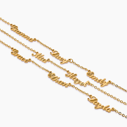 Collar con múltiples nombres chapado en oro de 18k — Mujer