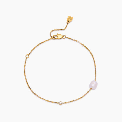 Pulsera Perla Agua Dulce Delicada en Baño Oro 18k — Mujer