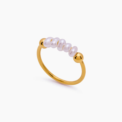 Bague rangée de mini perles