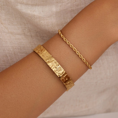 Pulsera de cadena trenzada con baño de oro de 18 quilates - Mujer