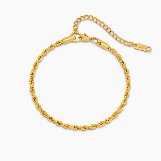 Pulsera de cadena trenzada con baño de oro de 18 quilates - Mujer