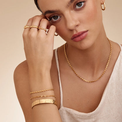 Pulsera de cadena trenzada con baño de oro de 18 quilates - Mujer